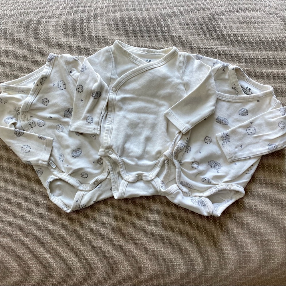 H&M Baby White Long-Sleeve One-Piece Bodysuits - Pack of 3